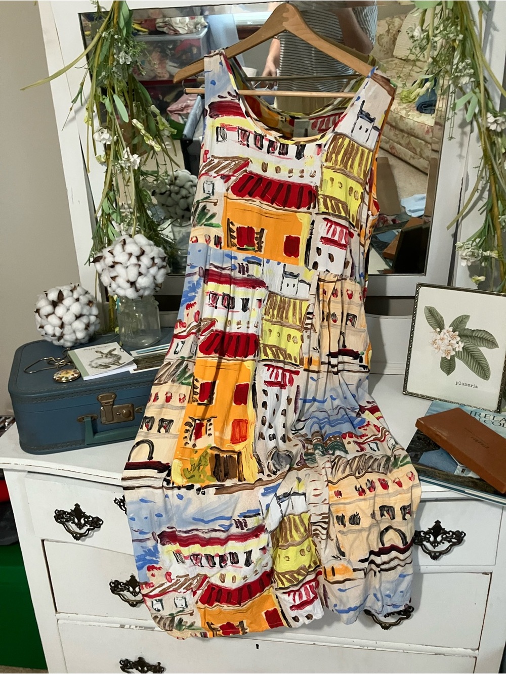 Vintage Jams World Genoa print Sleeveless Maxi Dress — Red, Yellow, Blue, Orange